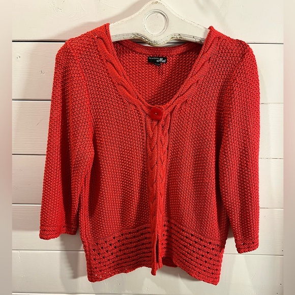❤️ LES COLLECTIONS MAT Red Knit Cardigan – Size XL - Picture 1 of 8